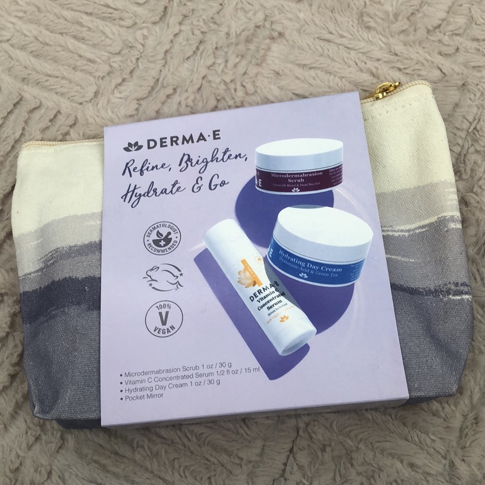 Derma E Refine, Brighten, Hydrate & Go Set - new in original packaging